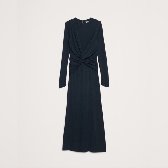 NWT! BANANA REPUBLIC WOMENS BLACK JERSEY KNIT TWIST-FRONT MAXI DRESS 💜 - Picture 4 of 11